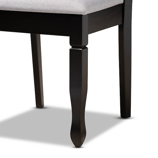Baxton Studio Reneau Grey Upholstered Espresso Wood 7-Piece Dining Set - 162-10528-10519
