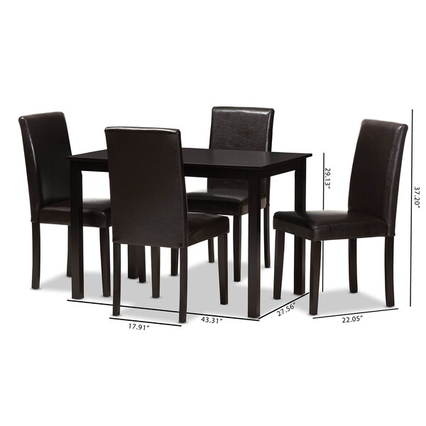 Baxton Studio Mia Modern Dark Brown Faux Leather Upholstered 5-Piece Dining Set - 142-8029-8026