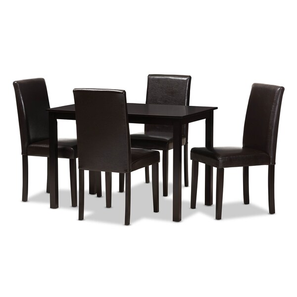 Baxton Studio Mia Modern Dark Brown Faux Leather Upholstered 5-Piece Dining Set - 142-8029-8026