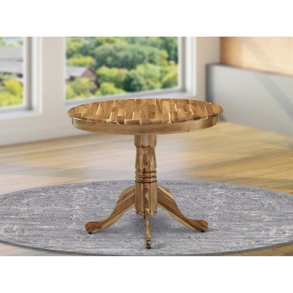 East West Furniture 36 in. Antique Round Acacia Wood Neutral Dining Table - ANT-ANA-TP