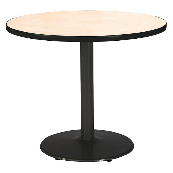 Kfi Round KFI 42" Round Breakroom Table with Natural Top, Round Black Base, 42 W, 42 L, 29 H, Laminate - T42RD-B1922-BK-NA