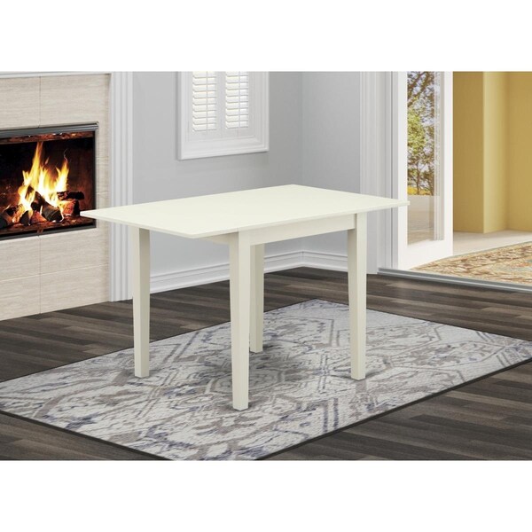East West Furniture 30 x 48 in. Norden Rectangular Table with 2 Drop Leaves - Linen White - NDT-LWH-T