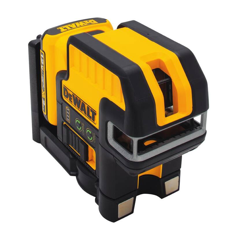 DEWALT 12V MAX Lithium-Ion 100 ft. Green Self-Leveling 5-Spot and Cross Line Laser Level, 2.0Ah Battery, and TSTAK Case - DW0825LG