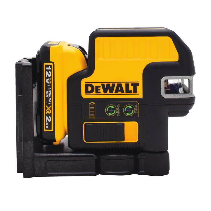 DEWALT 12V MAX Lithium-Ion 100 ft. Green Self-Leveling 5-Spot and Cross Line Laser Level, 2.0Ah Battery, and TSTAK Case - DW0825LG