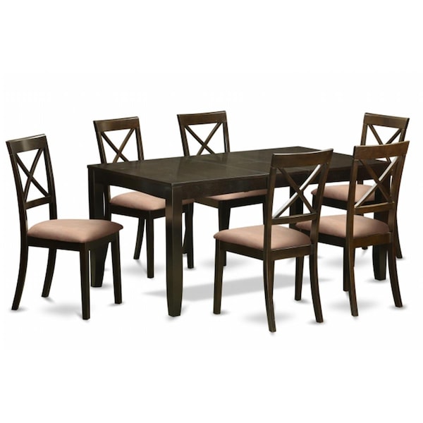 East West Furniture 7 Piece Dining Table Set-Kitchen Tables With Leaf Plus 6 Chairs For Dining Room - LYBO7-CAP-C