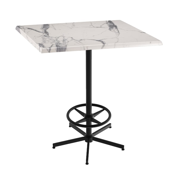Holland Bar Stool Co 42" Tall OD216 Black Table Base 36" x 36" Square White Marble Top by the HollBar Stool Co. - OD21642BWOD36SQWM