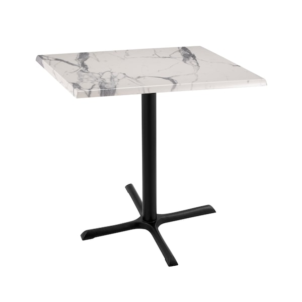 Holland Bar Stool Co 36" Tall OD211 Black Table Base 30" x 30" 30" x 30" Square White Marble Top by the HollBar Stool Co. - OD211-3036BWOD30SQWM
