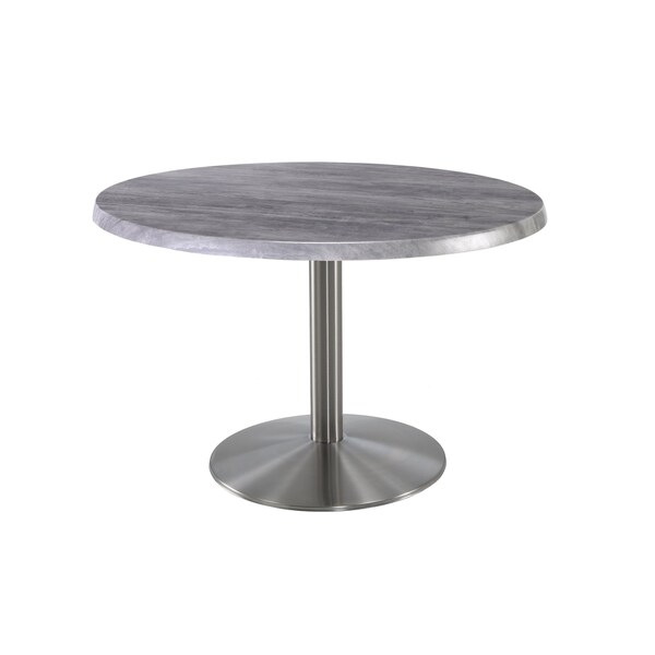 Holland Bar Stool Co 30" Tall OD214 Stainless Steel Table Base 22" Diameter 36" Diameter Greystone Top - OD214-2230SSOD36RGRYSTN