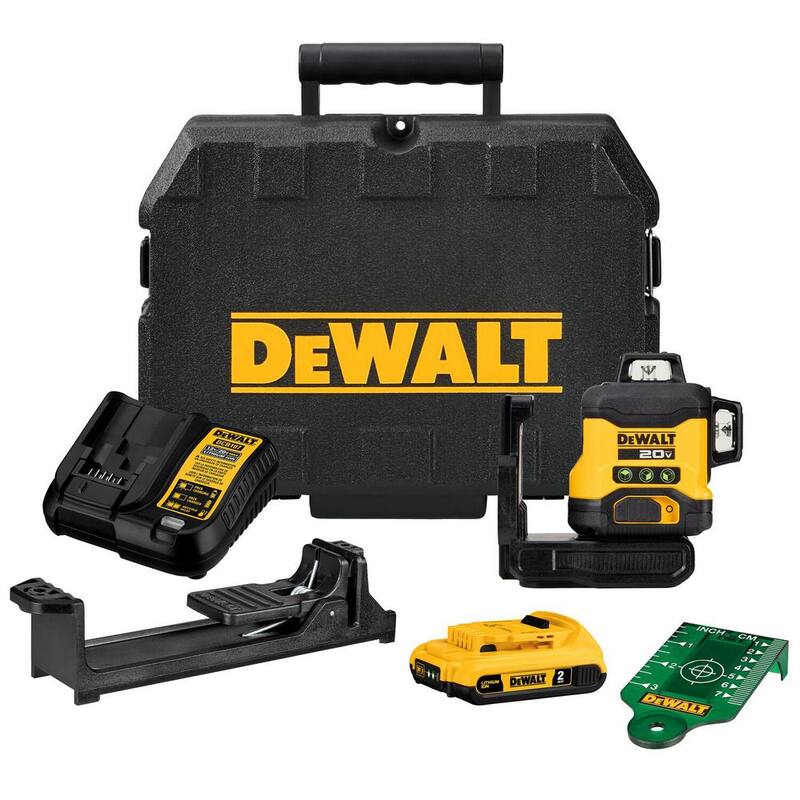 DEWALT 20-V Lithium-Ion 3-Plane Beam 360° 130 ft. Laser Level Kit with 2.0Ah Battery, Charger, and Case - DCLE34031D1