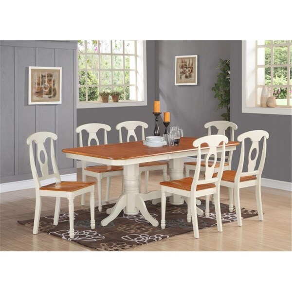East West Furniture East West Furniture NAT-WHI-TP Napoleon Rectangular Round Corner Dining Table With 18 In Self Storage Leaf Finish In Buttermilk and Cherry - NAT-WHI-TP