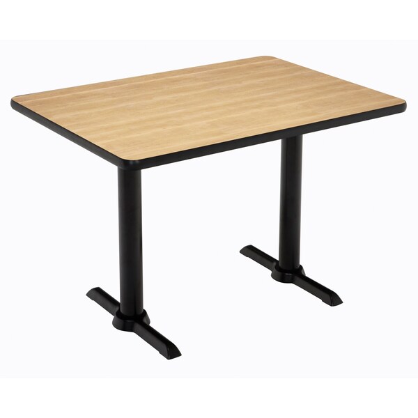 Kfi Rectangle KFI Mode 30" x 60" Conference Table, Natural Finish, Black T-leg Base, Bistro Height - T3060-B2065-BK-NA-38