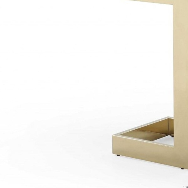 Homeroots 30 x 87 x 39 in. Glass Stainless Steel Dining Table, Polished Gold - 370725