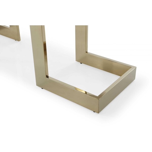 Homeroots 30 x 87 x 39 in. Glass Stainless Steel Dining Table, Polished Gold - 370725