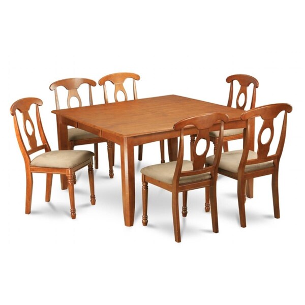 East West Furniture 5 Piece Dining Room Table Set-Table With Leaf and 4 Dinette Chairs - PFNA5-SBR-C