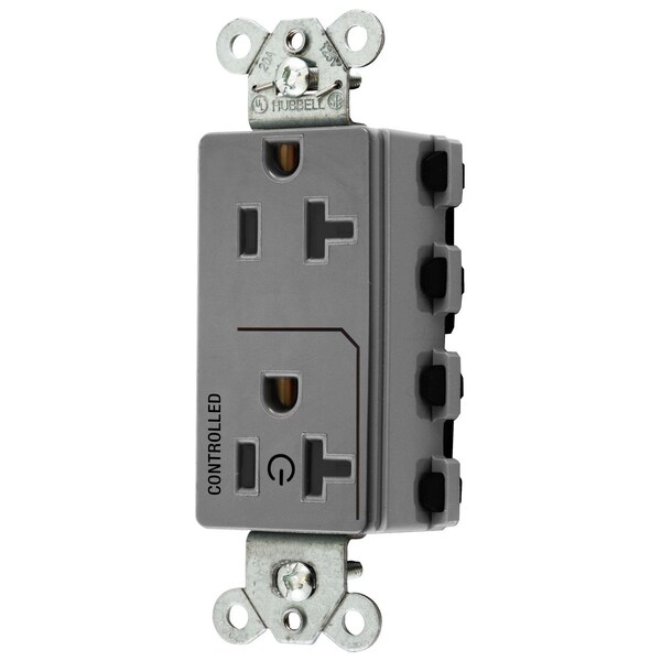 Hubbell Wiring Device-Kellems Straight Blade Devices, Receptacles, Style Line Decorator Duplex, SNAPConnect, 20A 125V, 2-Pole 3-Wire Grounding, Nylon, Gray - SNAP2162C1GY