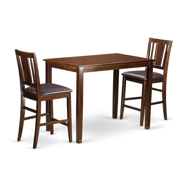 East West Furniture Dining Counter Height Table & 2 Bar Stools, Yarmouth - YABU3-MAH-LC