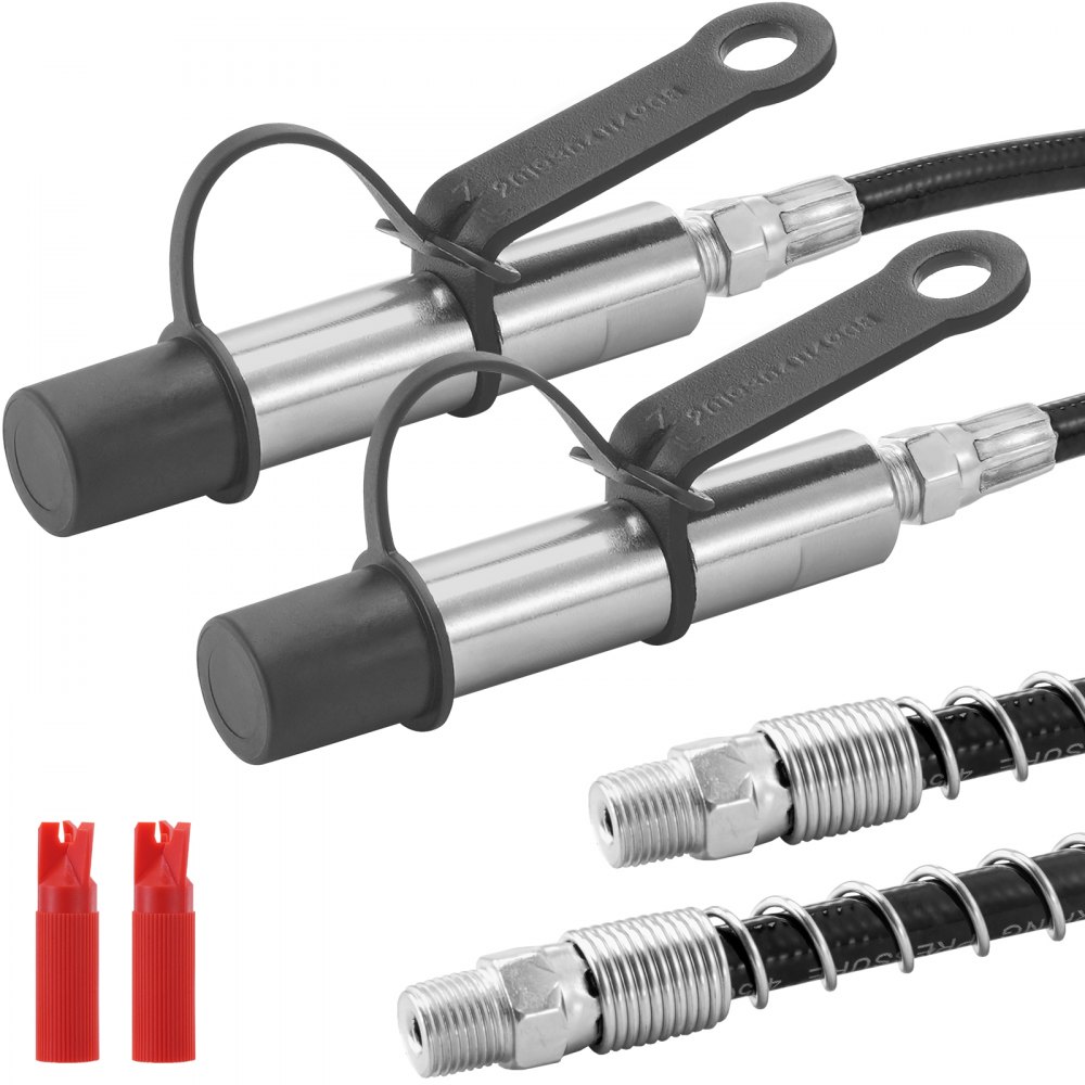 VEVOR Grease Gun Coupler 2 PCS, 10000 PSI High Pressure, 3-Jaw Locking, Quick Release Grease Gun Tip with Hose/Zerk Fittings Cleaner/Leak-Proof Cap, Compatible with All Grease Guns 1/8" NPT Fittings - HYQOHQWDBS00HAG7JV0