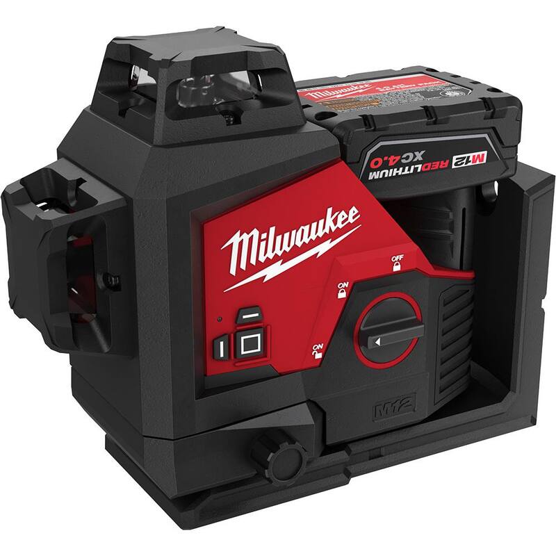 Milwaukee M12 12-Volt Lithium-Ion Cordless Green 250 ft. 3-Plane Laser Level Kit with 3 Batteries, Charger, Case and Tripod - 3632-21-48-11-2412-48-35-1411