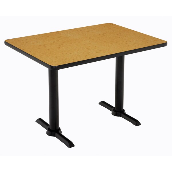 Kfi Rectangle KFI Mode 30" x 48" Conference Table, Medium Oak Finish, Black T-leg Base, Bistro Height - T3048-B2065-BK-MO-38