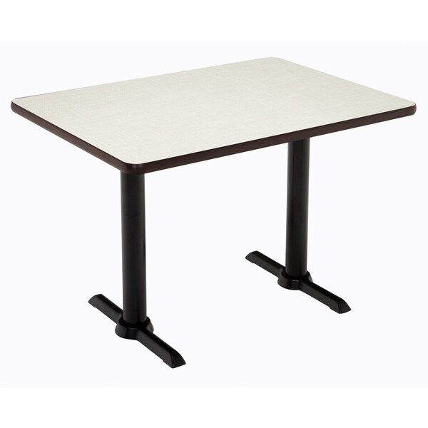 Kfi Rectangle KFI Mode 30" x 48" Conference Table, Crisp Linen Finish, Black T-leg Base, Bistro Height - T3048-B2065-BK-CL-38