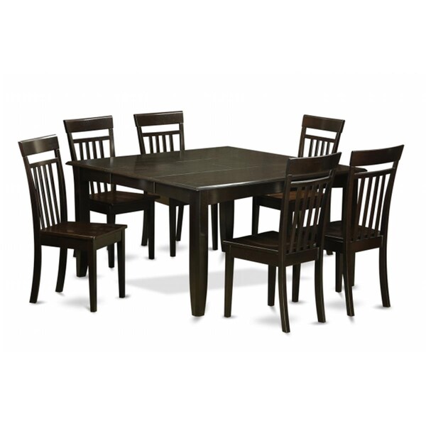 East West Furniture 7 Piece Formal Dining Room Set-Table and 6 Kitchen Chairs - PFCA7-CAP-W