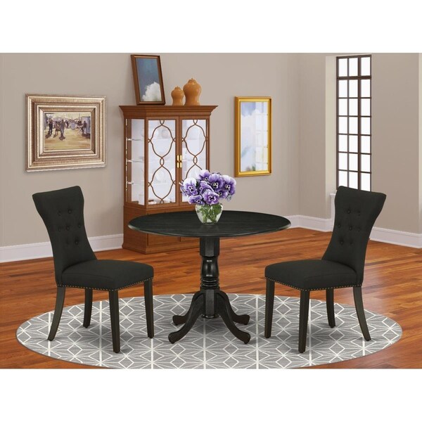 East West Furniture 3 Piece Dublin Table & Chairs Dining Set - Black - DLGA3-BLK-24