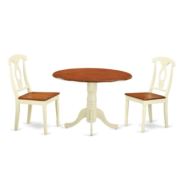 East West Furniture Dining Set - Table & 2 Chairs, Buttermilk & Cherry - 3 Piece - DLKE3-BMK-W