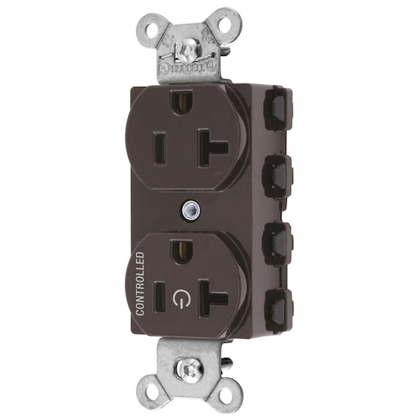 Hubbell Wiring Device-Kellems Straight Blade Devices, Receptacles, Duplex, SNAPConnect, Split Circuit, Half Controlled, 20A 125V, 2-Pole 3-Wire Grounding, 5-20R, Nylon, Brown - SNAP5362C1