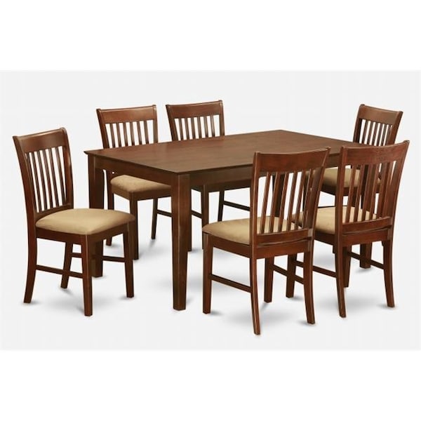 East West Furniture East West Furniture CANO7-MAH-C 7PC Rectangualar Table and 6 Microfiber padded seat ladder back chairs - CANO7-MAH-C