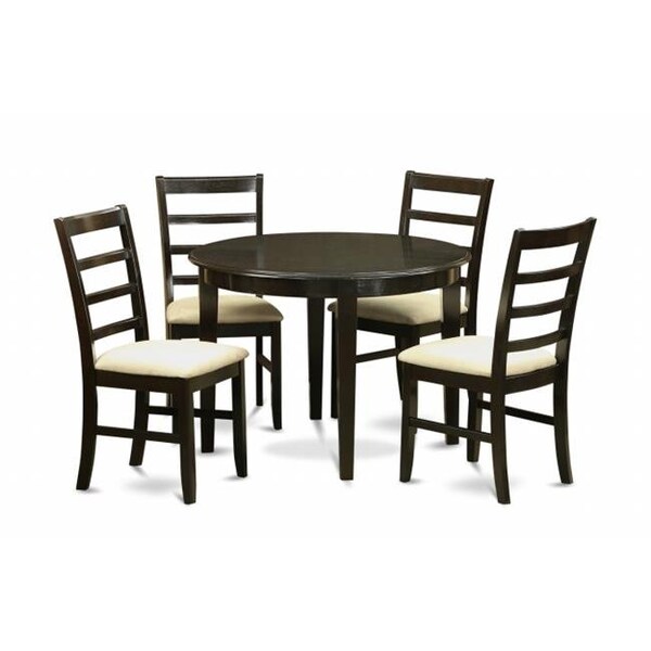 East West Furniture East West Furniture BOPF5-CAP-C 5 Piece Small Kitchen Table Set-Round Kitchen Table and 4 Dining Chairs - BOPF5-CAP-C