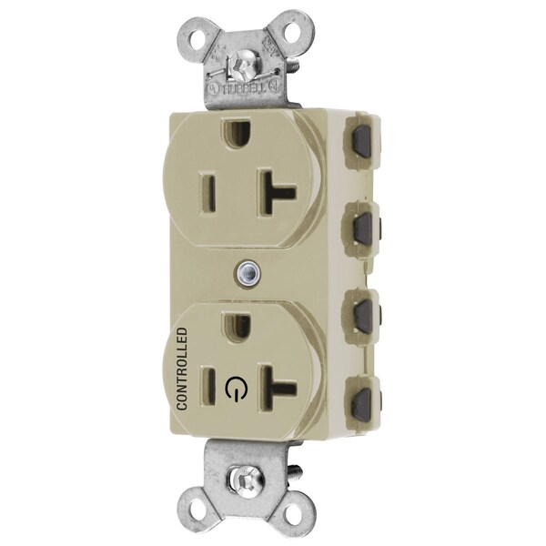 Hubbell Wiring Device-Kellems Straight Blade Devices, Receptacles, Duplex, SNAPConnect, Split Circuit, Half Controlled, 20A 125V, 2-Pole 3-Wire Grounding, 5-20R, Nylon, Ivory - SNAP5362C1I