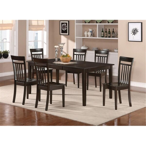 East West Furniture Henley 9PC Set- Rectangular Table With 18 in. Butterfly Leaf and 8 Wood seat chairs. - HECA9-CAP-W