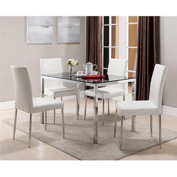 Kb KB D917-05 30 x 48 x 30 in. Dinette Table - Black Glass & White Chrome - D917-05