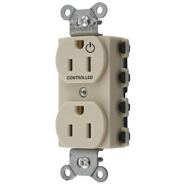 Hubbell Wiring Device-Kellems Straight Blade Devices, Receptacles, Duplex, SNAPConnect, Split Circuit, Half Controlled, 15A 125V, 2-Pole 3-Wire Grounding, Nylon, Ivory - SNAP5262C1I