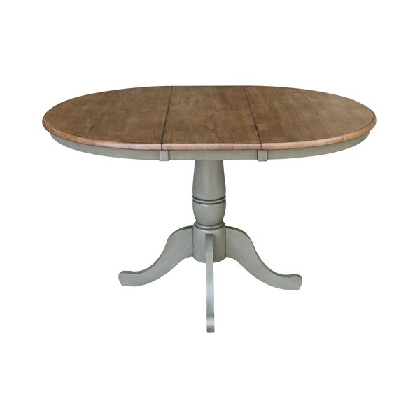 International Concepts 36 in. Round Extension Dining Table with 4 Madrid LadderBack Chairs - 5 Piece Dining Set - K41-36RXT-C2-4