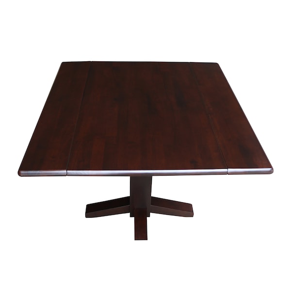 International Concepts Round 36 in Square Dual Drop Leaf Dining Table, Rich Mocha, 36 in W, 36 in L, 30 in H, Wood - T15-36SDP