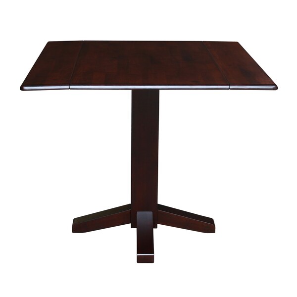International Concepts Round 36 in Square Dual Drop Leaf Dining Table, Rich Mocha, 36 in W, 36 in L, 30 in H, Wood - T15-36SDP