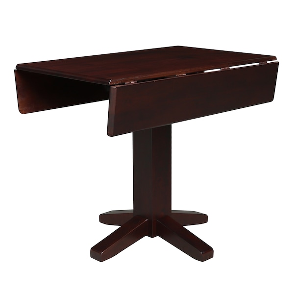 International Concepts Round 36 in Square Dual Drop Leaf Dining Table, Rich Mocha, 36 in W, 36 in L, 30 in H, Wood - T15-36SDP