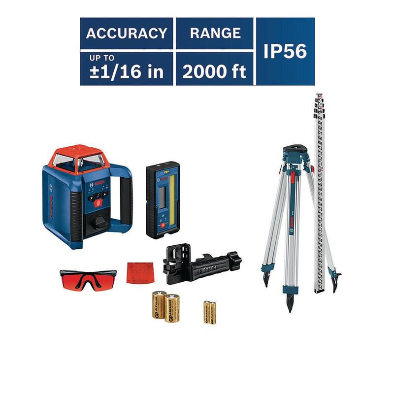 Bosch REVOLVE 2000 ft. Horizontal Rotary Laser Self Leveling Complete Kit with Manual Dual Slope - GRL2000-40HK