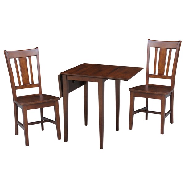 International Concepts Rectangle Small Dual Drop Leaf Table with 2 San Remo Chairs, Espresso, 36 in W, 22 in L, 29 in H - K581-2236D-C10