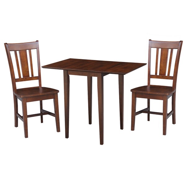 International Concepts Rectangle Small Dual Drop Leaf Table with 2 San Remo Chairs, Espresso, 36 in W, 22 in L, 29 in H - K581-2236D-C10
