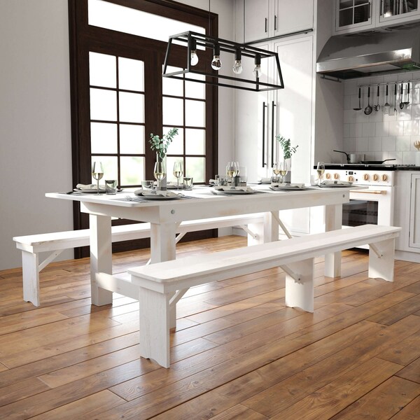 Flash Furniture Rectangle 40" W, 96" L, 29.75" H, Wood, Wood Grain - XA-F-96X40-WH-GG