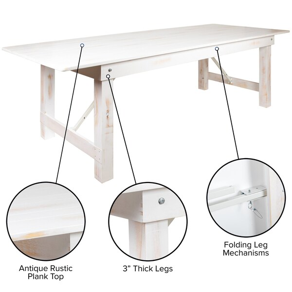 Flash Furniture Rectangle 40" W, 96" L, 29.75" H, Wood, Wood Grain - XA-F-96X40-WH-GG