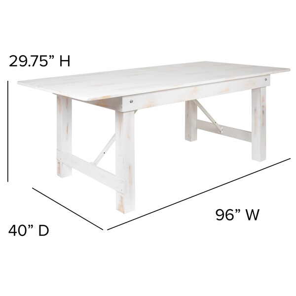 Flash Furniture Rectangle 40" W, 96" L, 29.75" H, Wood, Wood Grain - XA-F-96X40-WH-GG