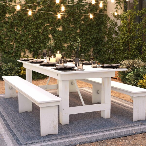 Flash Furniture Rectangle 40" W, 96" L, 29.75" H, Wood, Wood Grain - XA-F-96X40-WH-GG