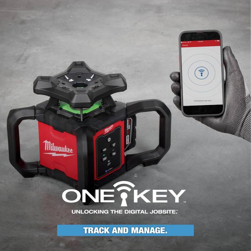 Milwaukee M18 1000 ft. Green Interior Rotary Laser Level Kit with Remote/Receiver, Wall Mount Bracket, and Receiver Clamp - 3702-21