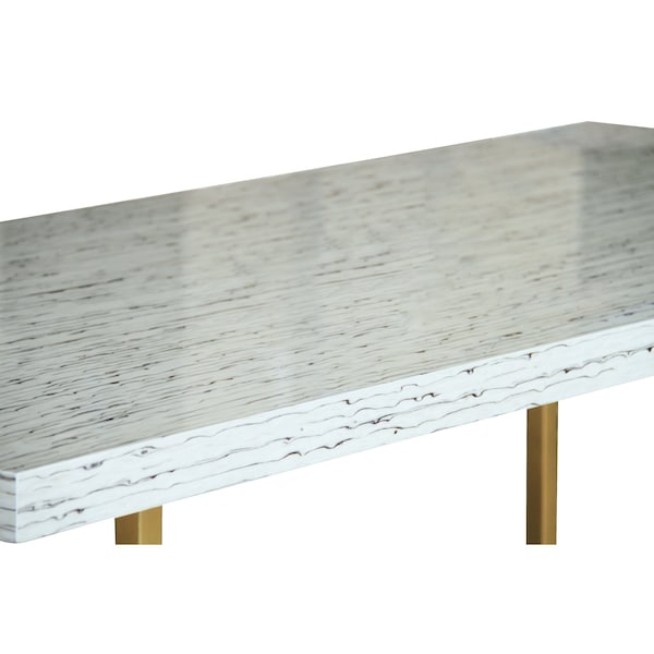 Armen Living Harmony Contemporary Dining Table in Brushed Gold Finish and Ash Veneer Top - LCHRDIBG