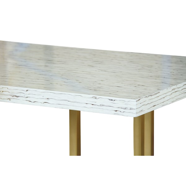 Armen Living Harmony Contemporary Dining Table in Brushed Gold Finish and Ash Veneer Top - LCHRDIBG
