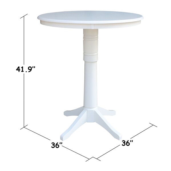 International Concepts Round 36 in Round Top Pedestal Table, 40.9 inH, White, 36 in W, 36 in L, 40.9 in H, Wood, White - K08-36RT-27B-6B-2