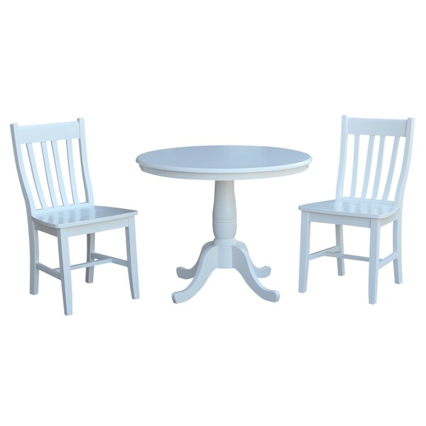 International Concepts Round 36 in Round Top Pedestal Table, with 2 C08-61 Chairs, White, 36 in W, 36 in L, 29.1 in H - K08-36RT-C61P